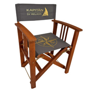 Massiver Regiestuhl „Kapitän“ mit Deinem Namen, Logo oder Motiv * Das ultimative maritime Geschenk * Perfekt für Kapitäne, Segler...