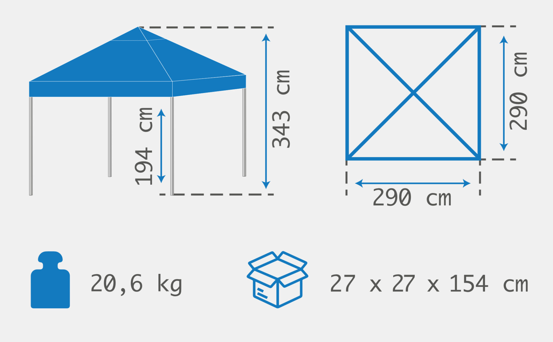 Faltzelt 3×3 m HEX 40 – bedruckt mit Deinem Logo – Ansicht 6